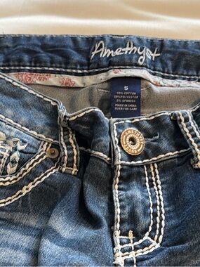 Amethyst Jeans Women’s Dark Blue Boot Cut Jeans with White Contrast Stitching